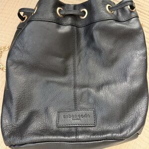 100% Leather Bucket Crossbody Bag with Gold Hardware